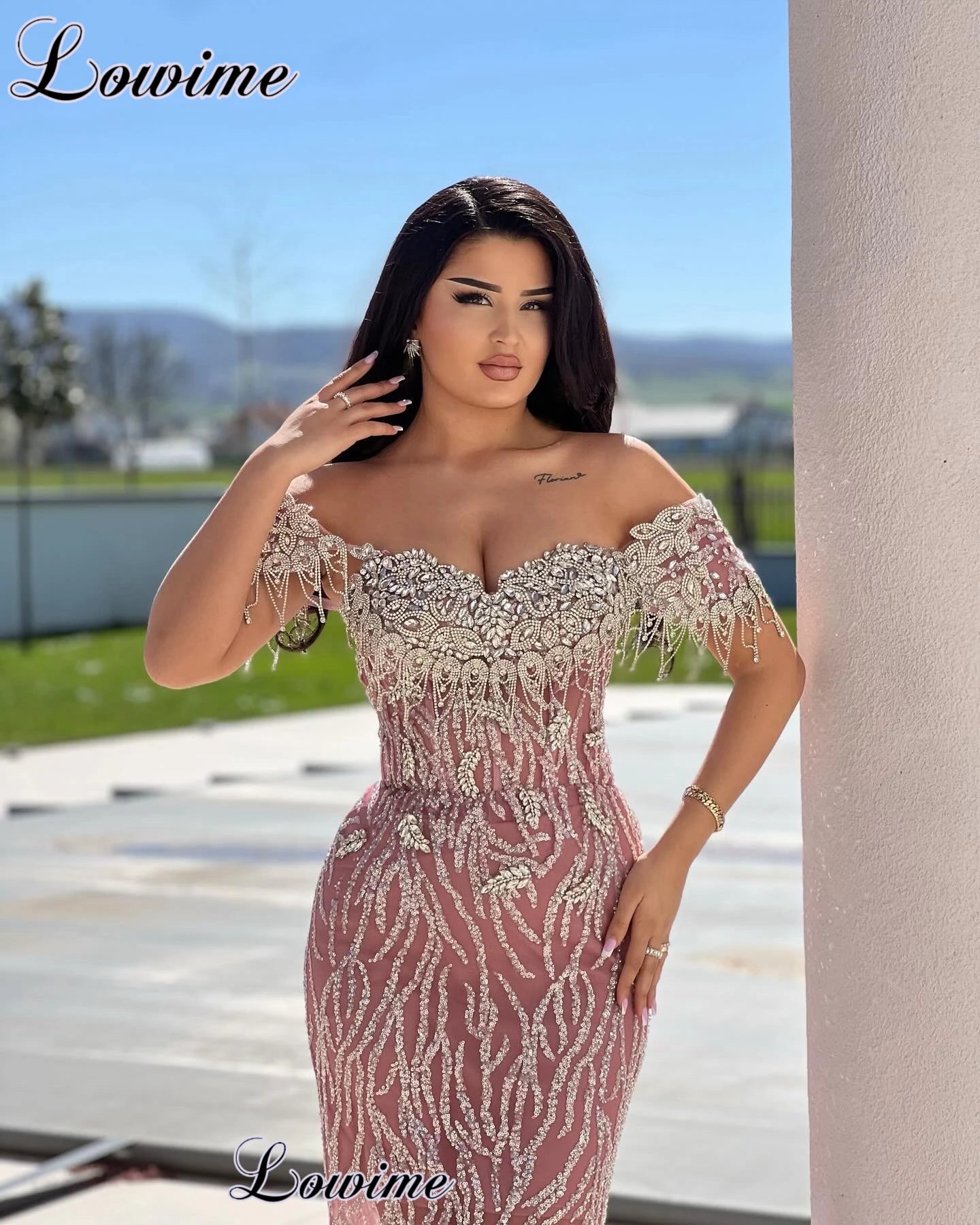 FZ Women's Cocktail Elegant Crystals Mermaid Evening Dress - FZwear