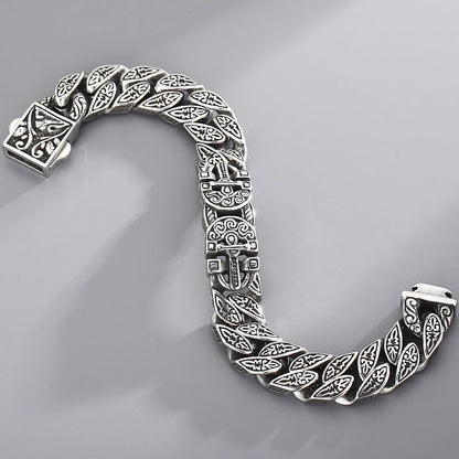 FZ Solid Stainless Steel Curb Link Chain Ancient Egyptian Style Bracelet - FZwear