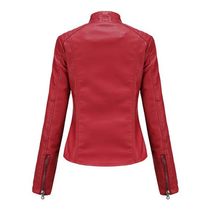 FZ Women's Faux Leather Moto Biker Zipper Jacket - FZwear