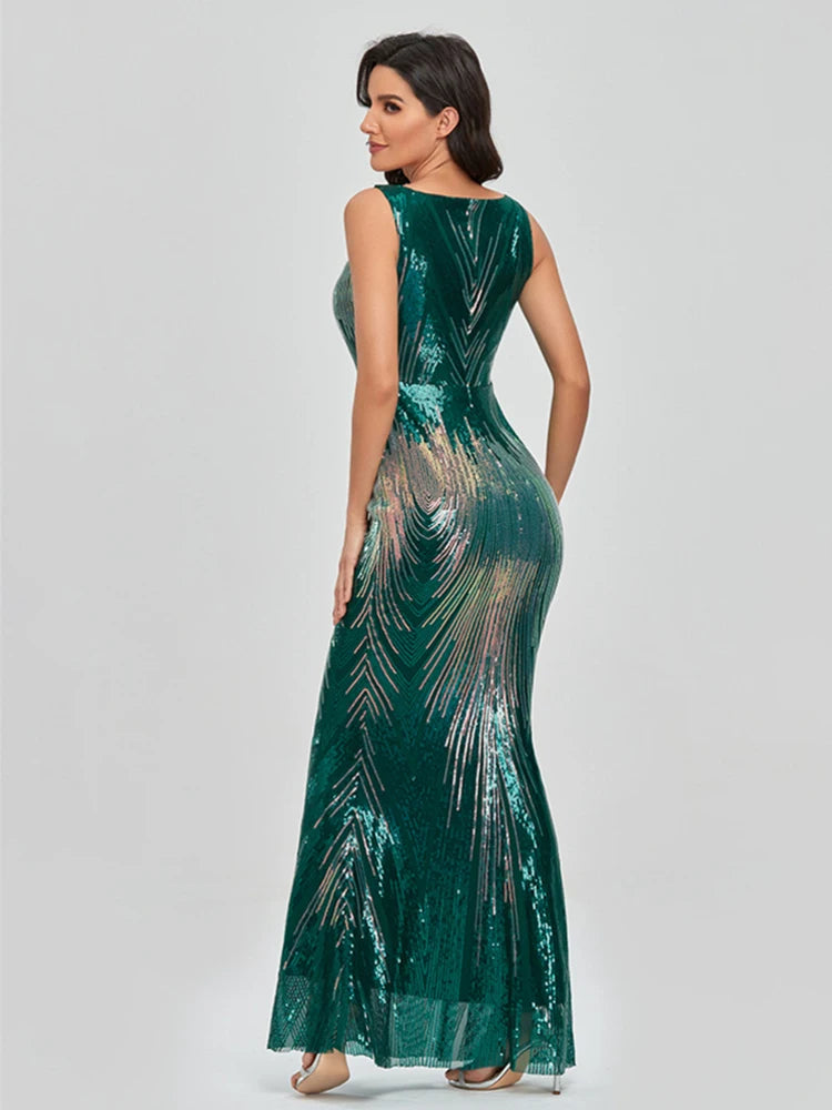 FZ Women's Sequin Sexy Padding Elegant Evening Dress - FZwear