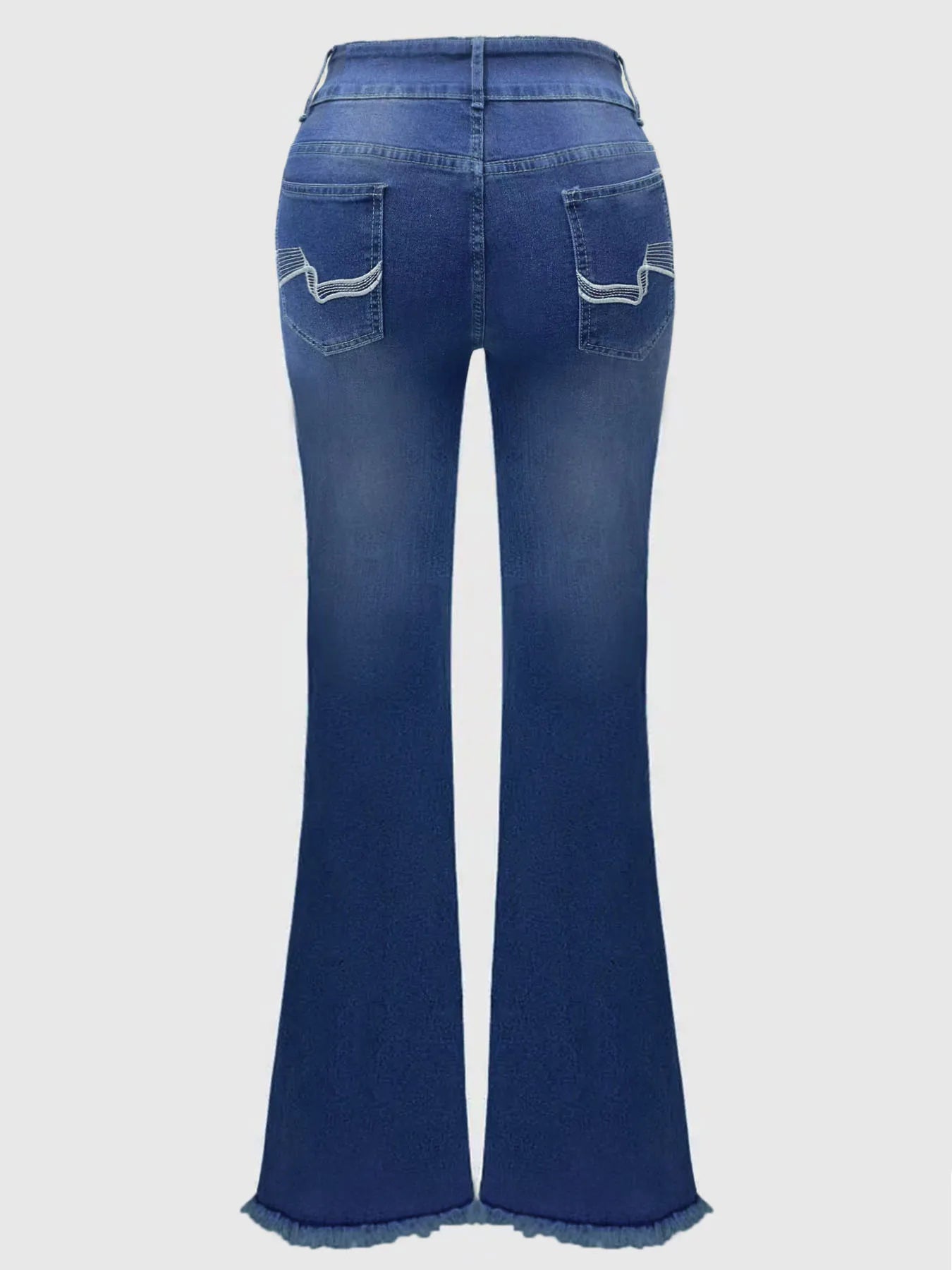 FZ Women's Plus Size Embroidered Burr Edge High Waist Bullet Retro Denim Pants