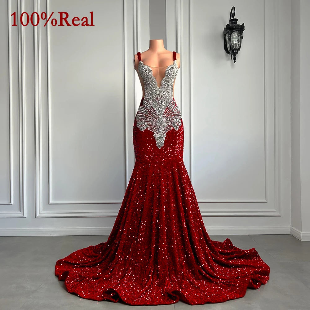 FZ Women's Gorgeous Long Prom Mermaid Style Luxury Sequin Prom Evening Dress - FZwear