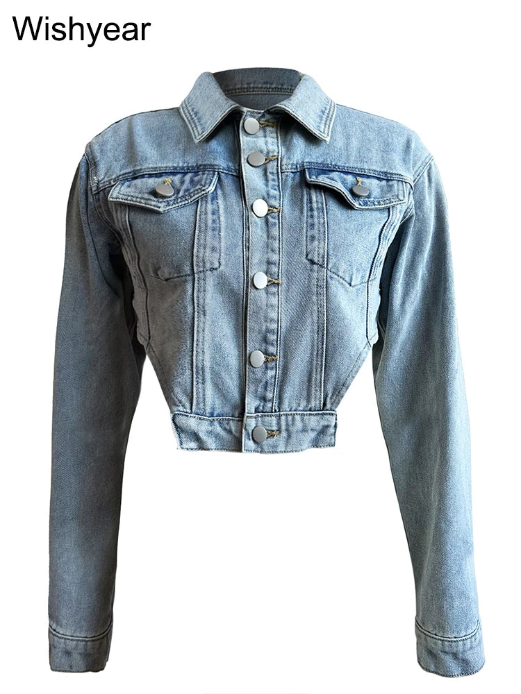 FZ Women's Irregular Denim Single Breasted Jacket