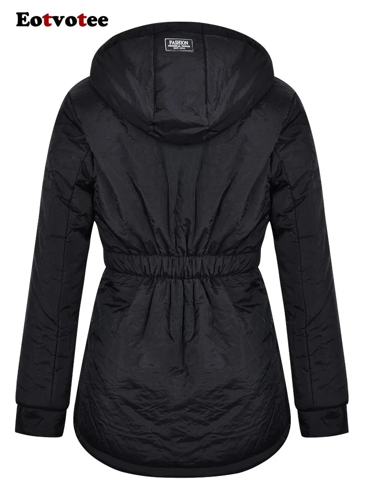 FZ Women's Velvet Parkas Oversized Zipper with A Hood Jacket