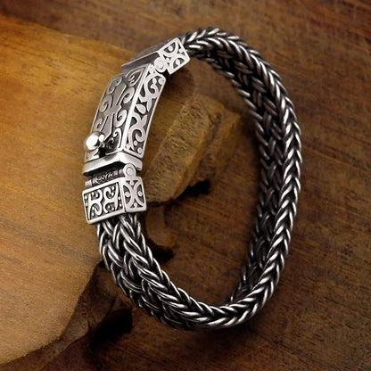 FZ Silver Color Eternal Vine Wide Woven-Chain Bracelet