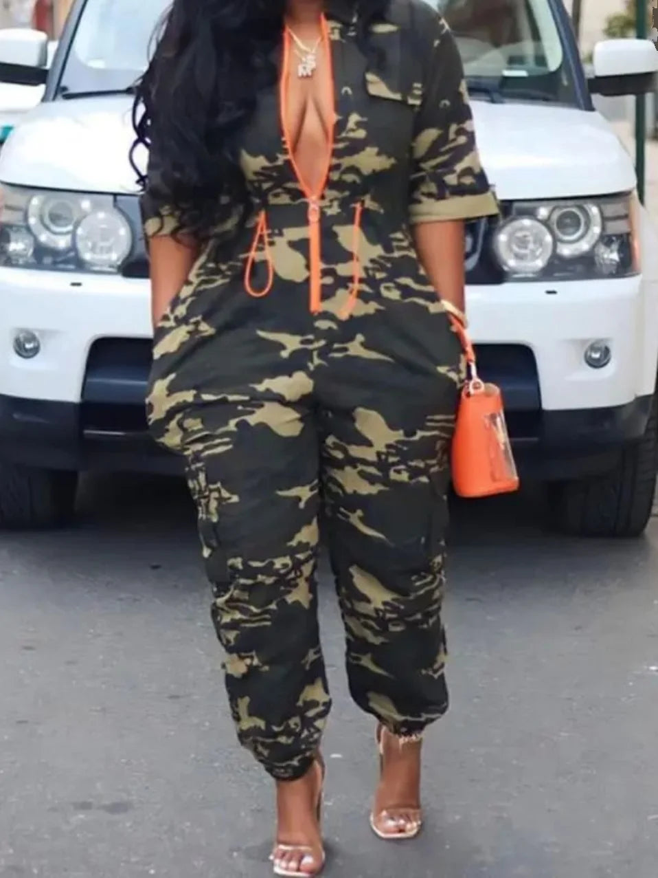 FZ Women's High Waist Camouflage Jumpsuit