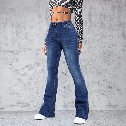 FZ Skinny Flared High Waist Button Pocket Denim Pants