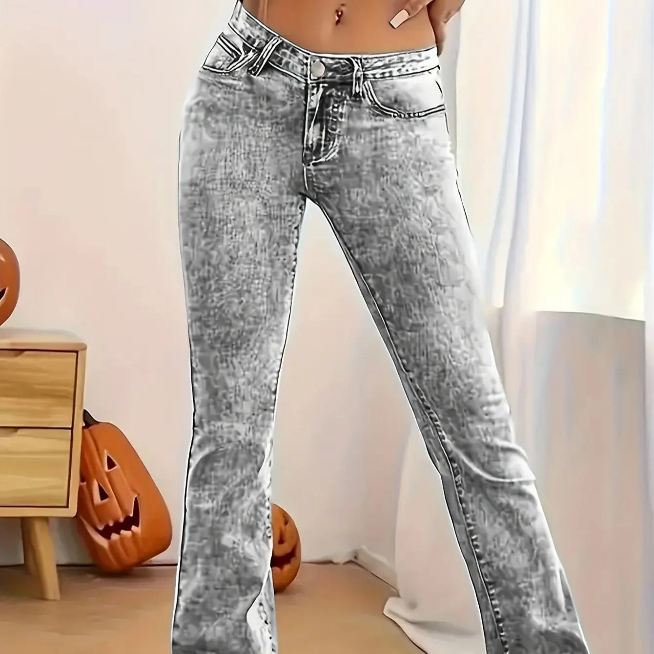 FZ Women's Stretch Low Rise Sexy Slim Flare Hip Lifting Denim Pants