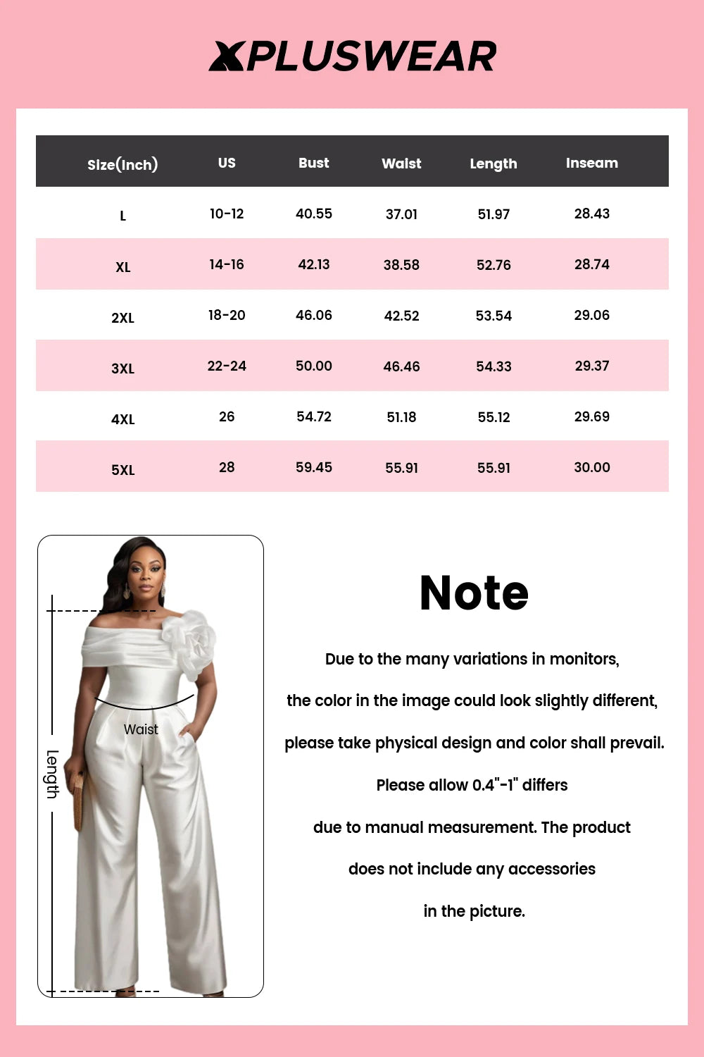 FZ Women's Plus Size Off The Shoulder 3D Pocket Satin Jumpsuit