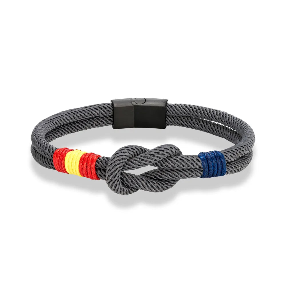 FZ Spain Flag Double Strand Brushed Black Stainless Steel Bracelet - FZwear