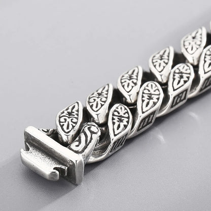 FZ Solid Stainless Steel Curb Link Chain Ancient Egyptian Style Bracelet - FZwear