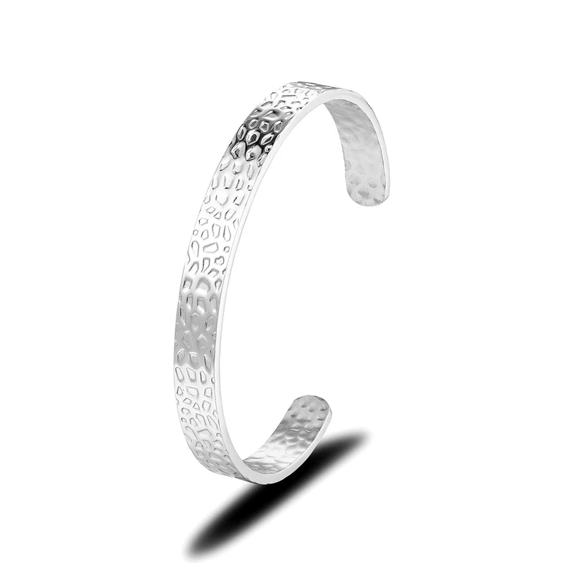FZ The surface of the moon Stainless Steel Wide Cuff Bracelet