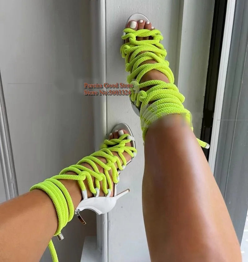 FZ Women's Cross Strap Lace-up Open Toe Back Zipper Cage Shoes - FZwear