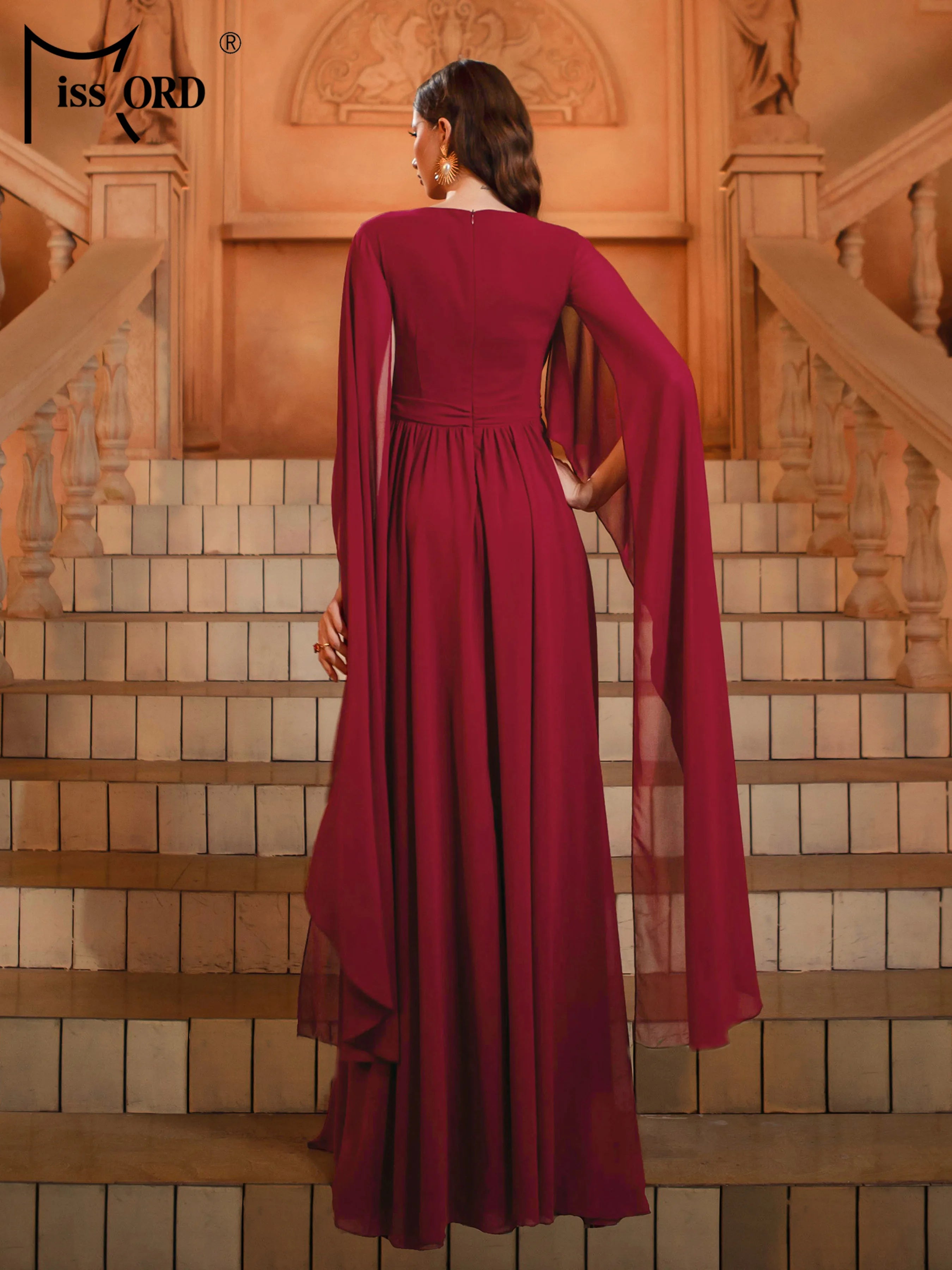 FZ Women's V Neck A Line Evening Chic Maxi Evening Dress