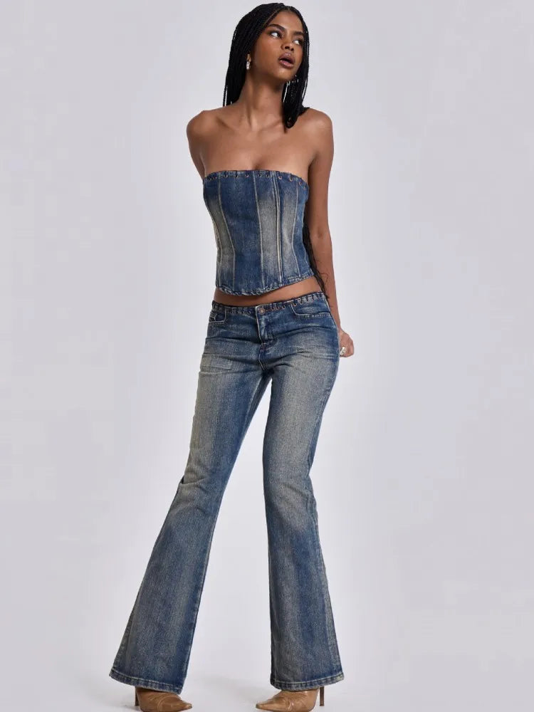 FZ Women's 2 Piece Sexy Denim Pants Suit - FZwear