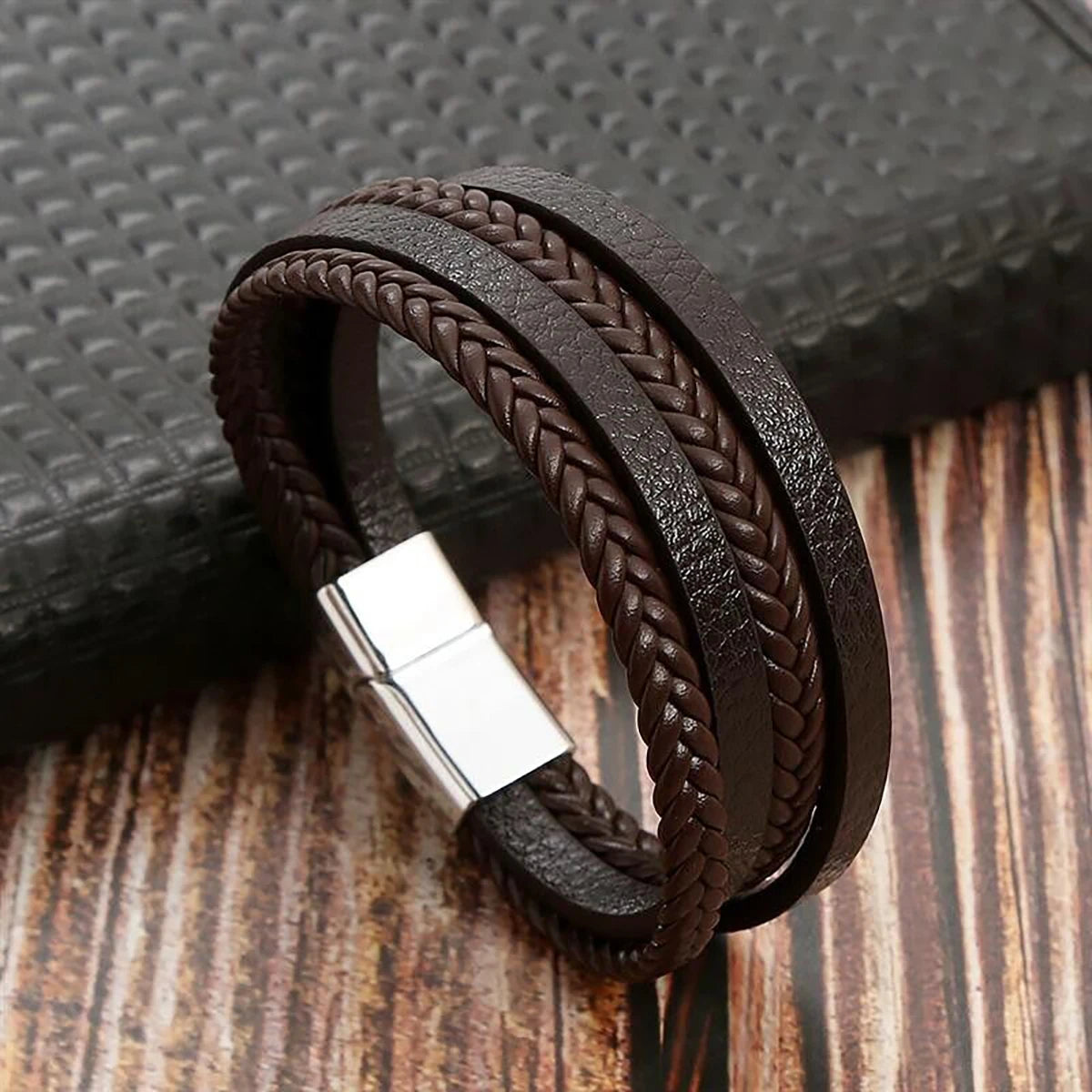 FZ Men's 1pc Four -layer PU Leather Bracelet - FZwear