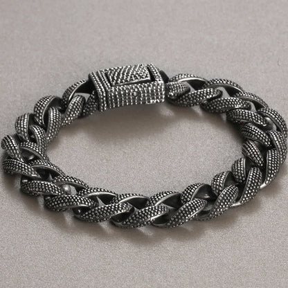 FZ Vintage Black Stainless Steel Curb Cuban Link Bracelet - FZwear