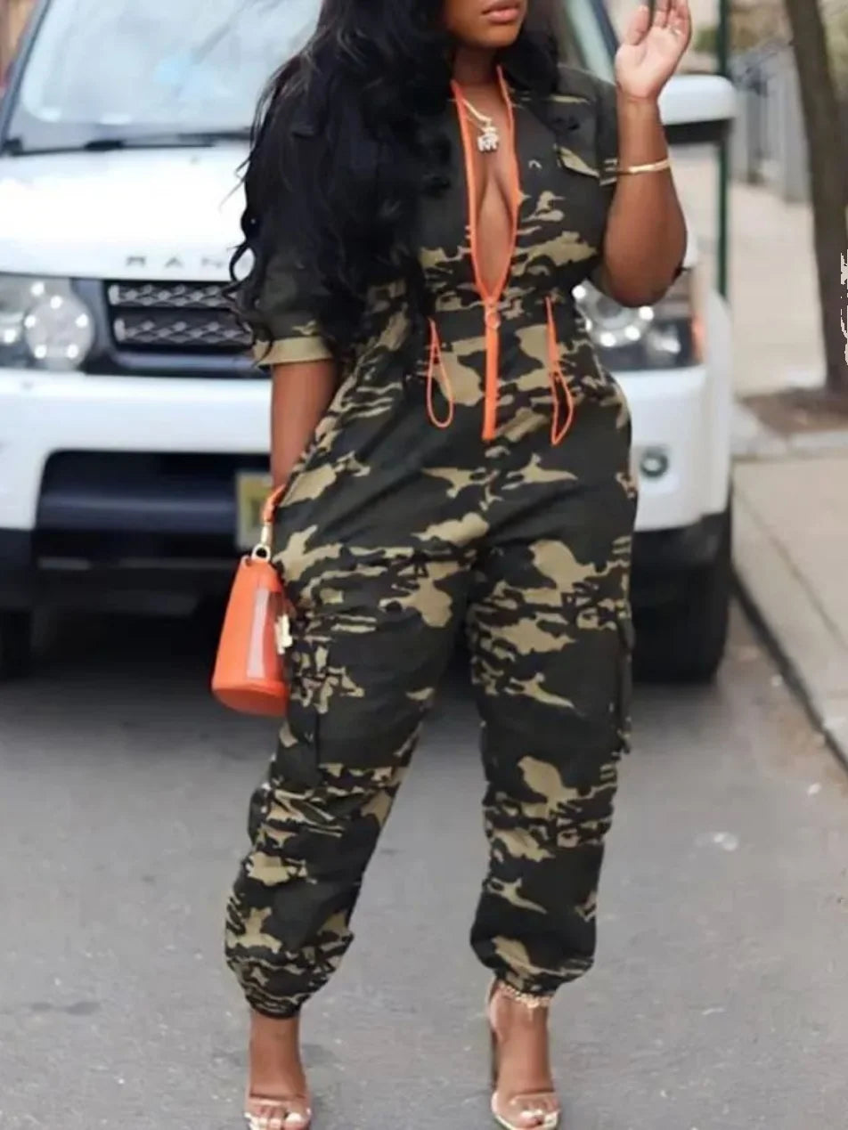 FZ Women's High Waist Camouflage Jumpsuit