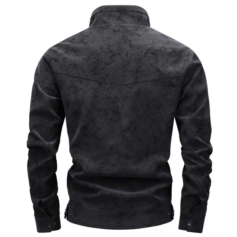 FZ Men's Vintage Stand Collar Zipper Streetwear Jacket