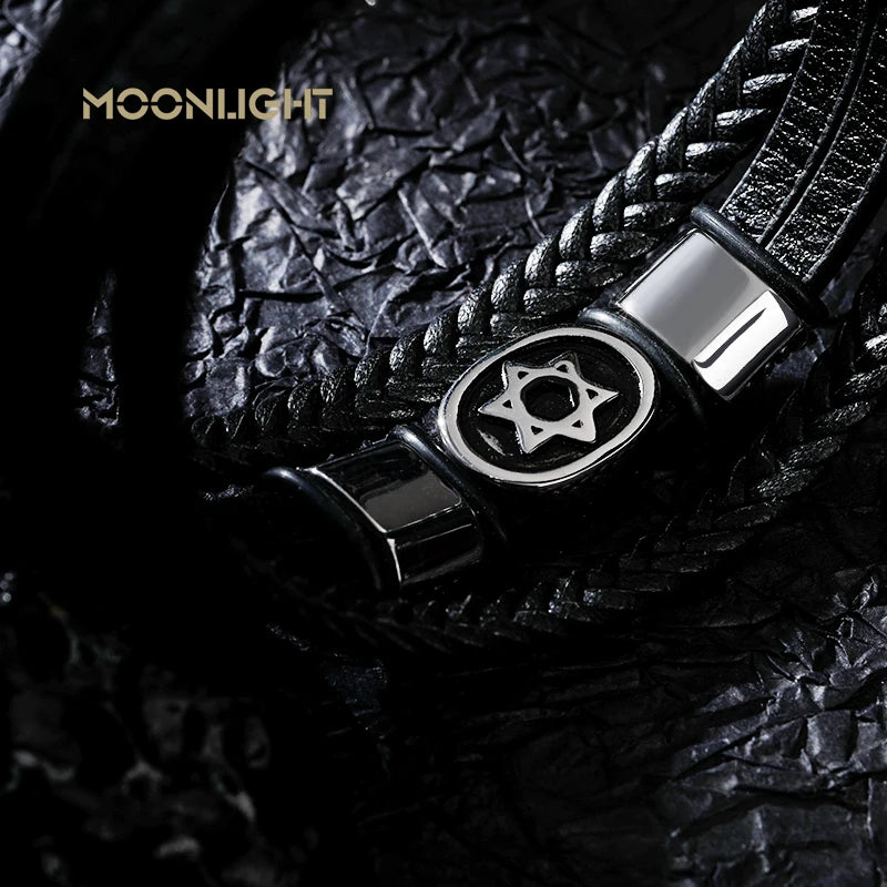 FZ Multi-layer Star Compass Shape Stainless Steel Leather Bracelet - FZwear