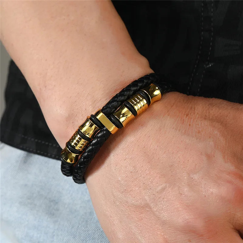 FZ Trendy Hip Hop Leather Multilayer Braided Rope Bracelet - FZwear