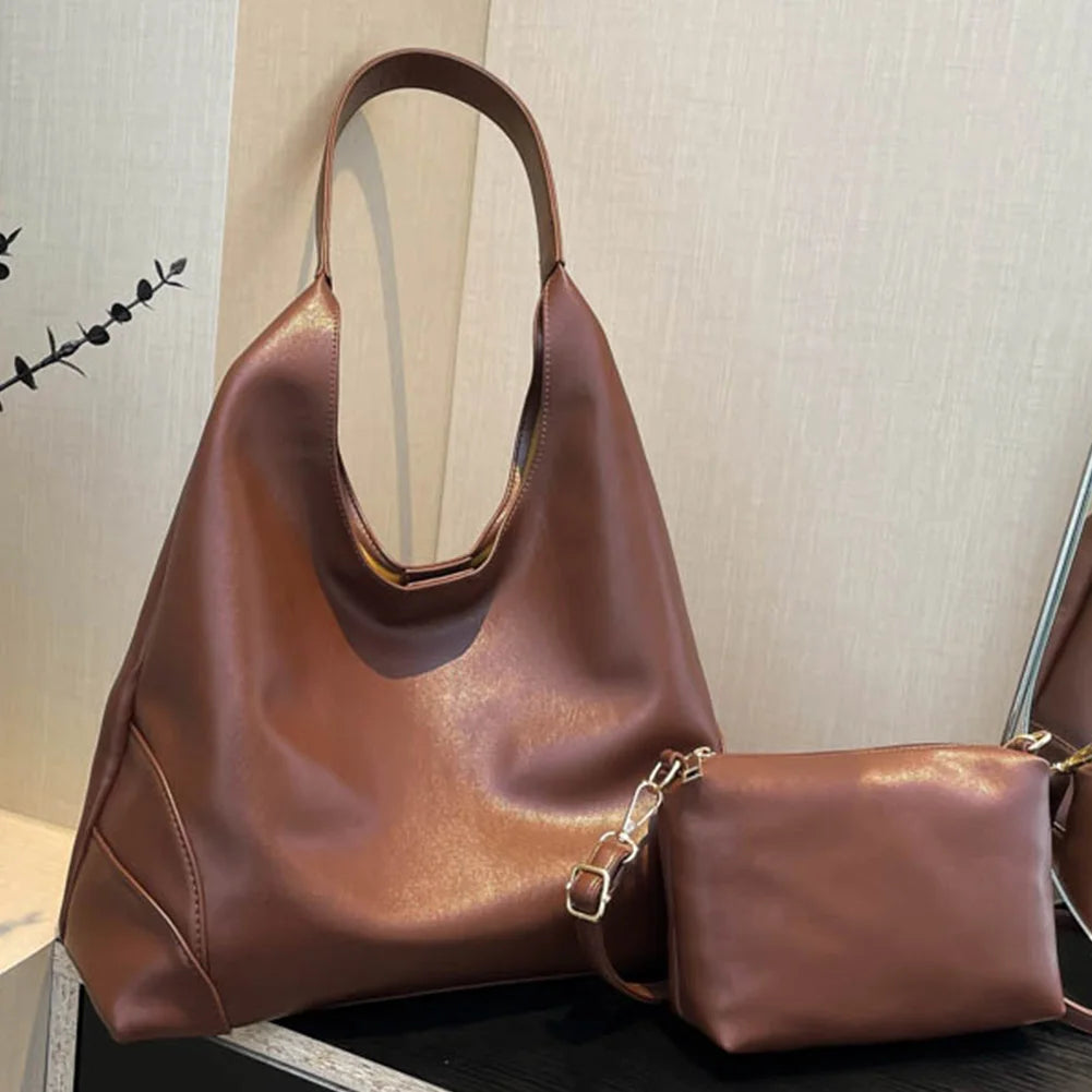 FZ Women's PU Leather Slouchy Adjustable Strap Shoulder Hobo Handbag