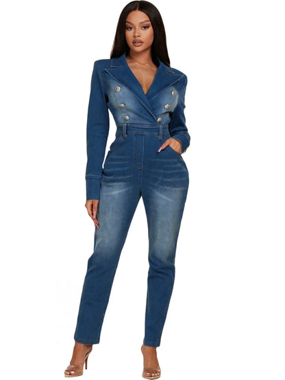 FZ Women's Fashion Streetwear Pencil Denim Jumpsuit