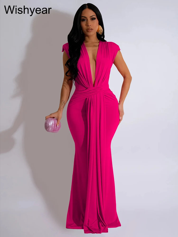 FZ Women‘s Elegant Deep V-neck Maxi Sexy Evening Dress - FZwear