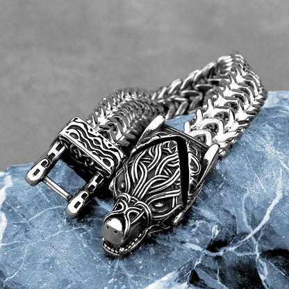 FZ Viking Wolf Head Punk Stainless Steel Chain Bracelet - FZwear