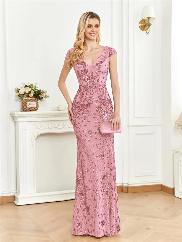 FZ Women's Mermaid Sequins Cocktail Evening Dress
