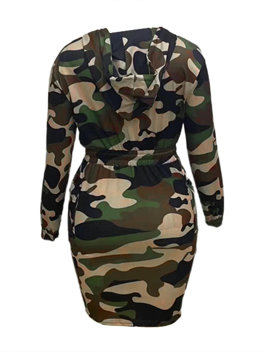 FZ Women's Plus Size Camo Print Cargo Print Knee Length Dress DSers