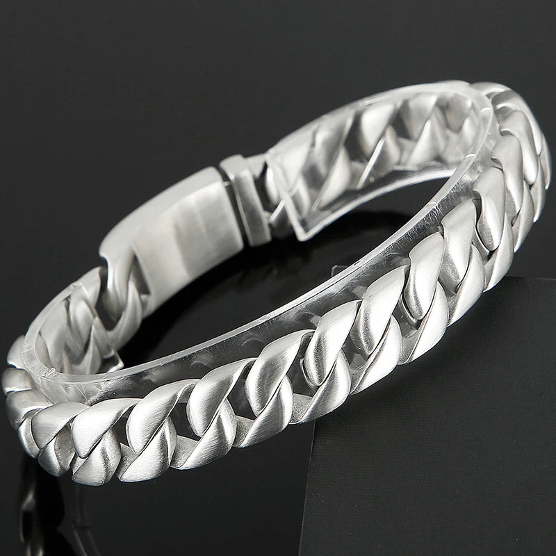 FZ Titanium Matte Stainless Steel Men's On Hand Bands Bracelet - FZwear