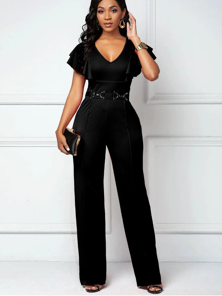 FZ Women's Fashion Short Sleeved V-neck Elegant Jumpsuit - FZwear