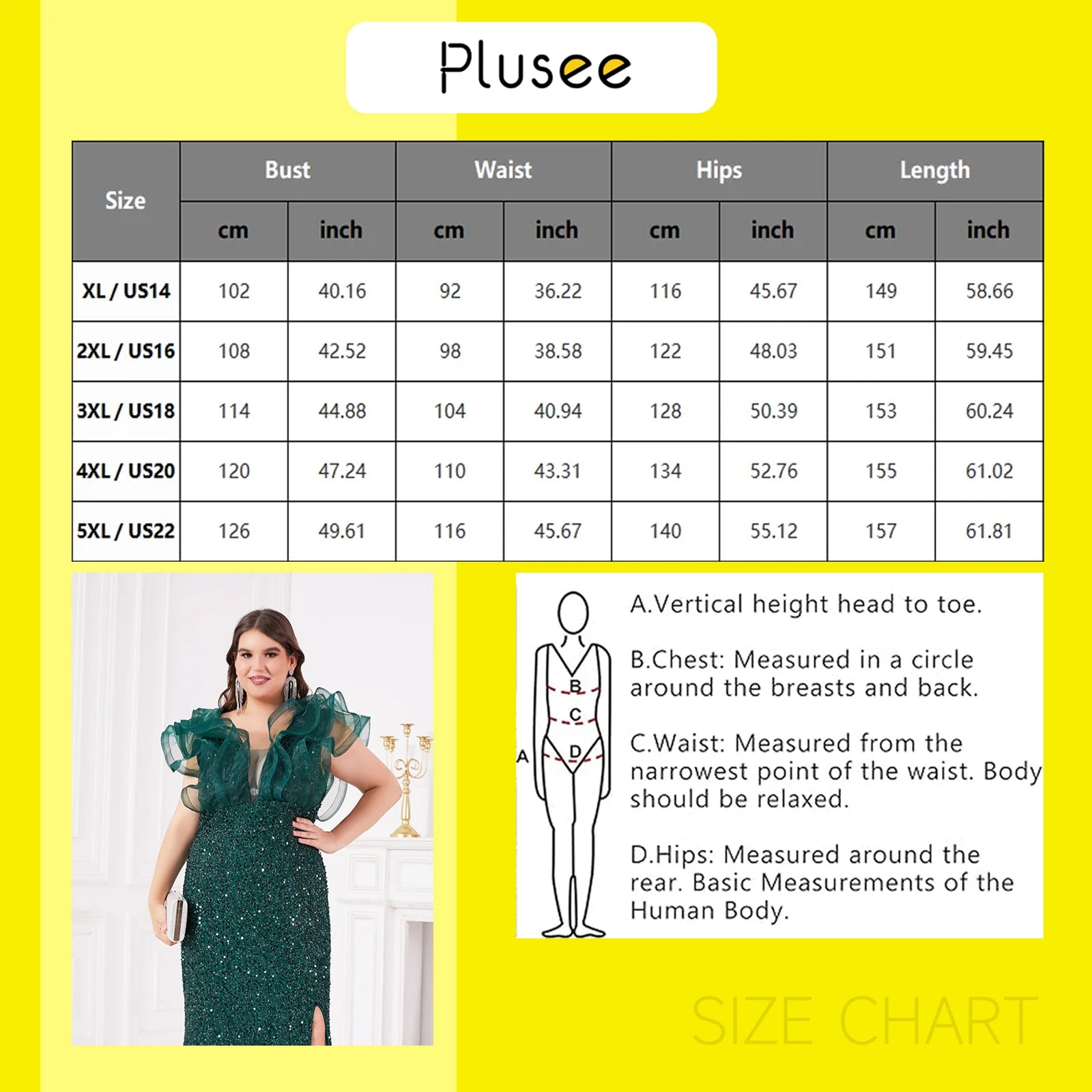 FZ Women's Plus Size V-neck Tiered Sleeve Sexy Slit  Elegant Evening Dress - FZwear