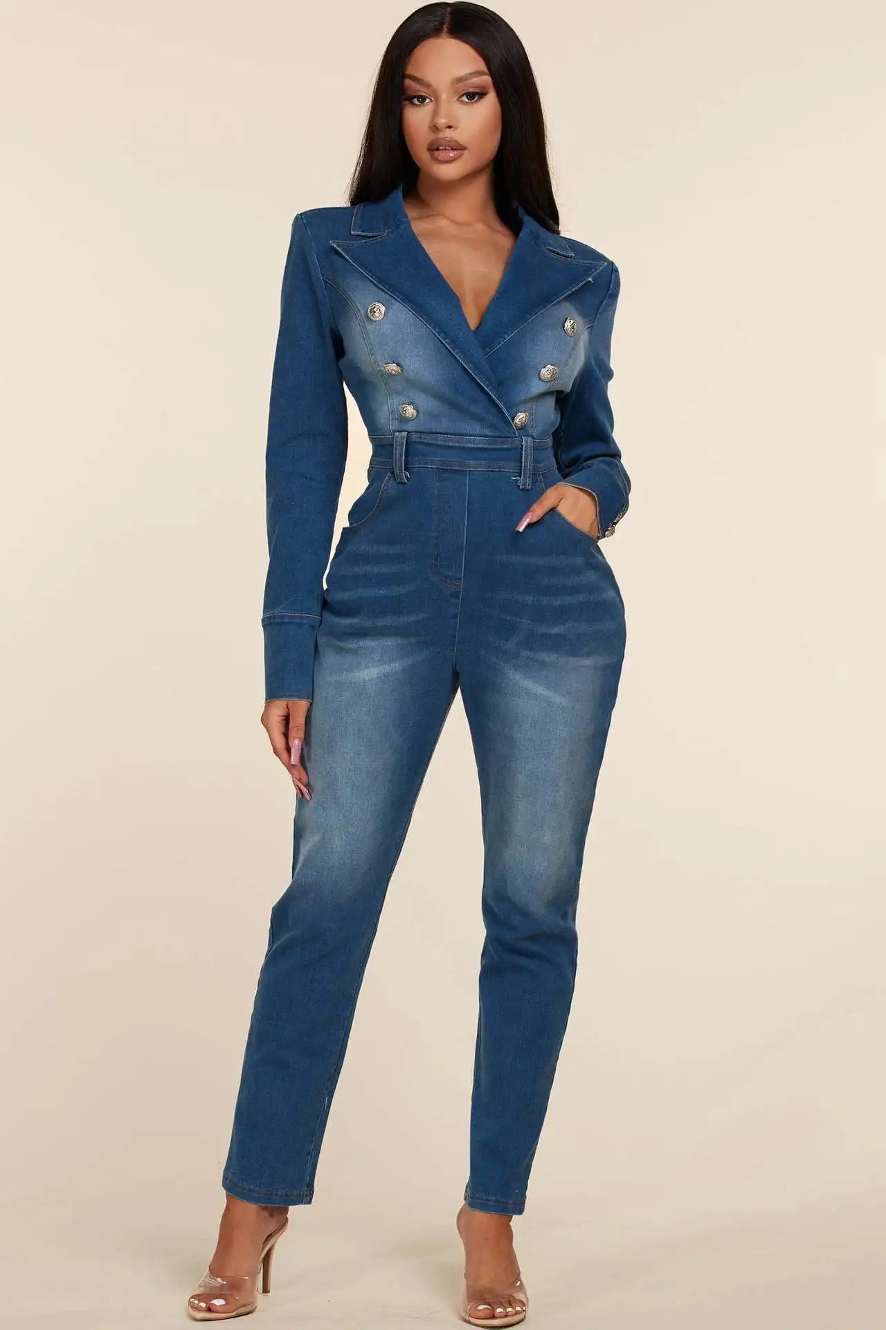 FZ Women's Fashion Streetwear Pencil Denim Jumpsuit