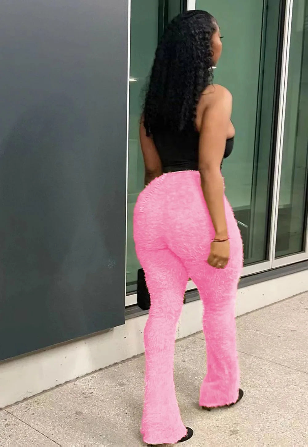 FZ Women's Fur Woolen Skinny High Waisted Solid Color Slim Pants - FZwear