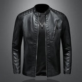 FZ Men's Standing Collar Faux Leather Slim Fit Jacket - FZwear