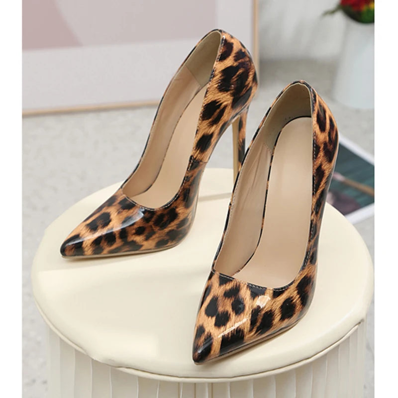 FZ Women's Sexy Rome Style Thin High Heel Leopard Print PU Shoes - FZwear