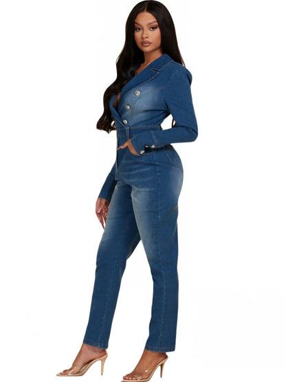 FZ Women's Fashion Streetwear Pencil Denim Jumpsuit - FZwear