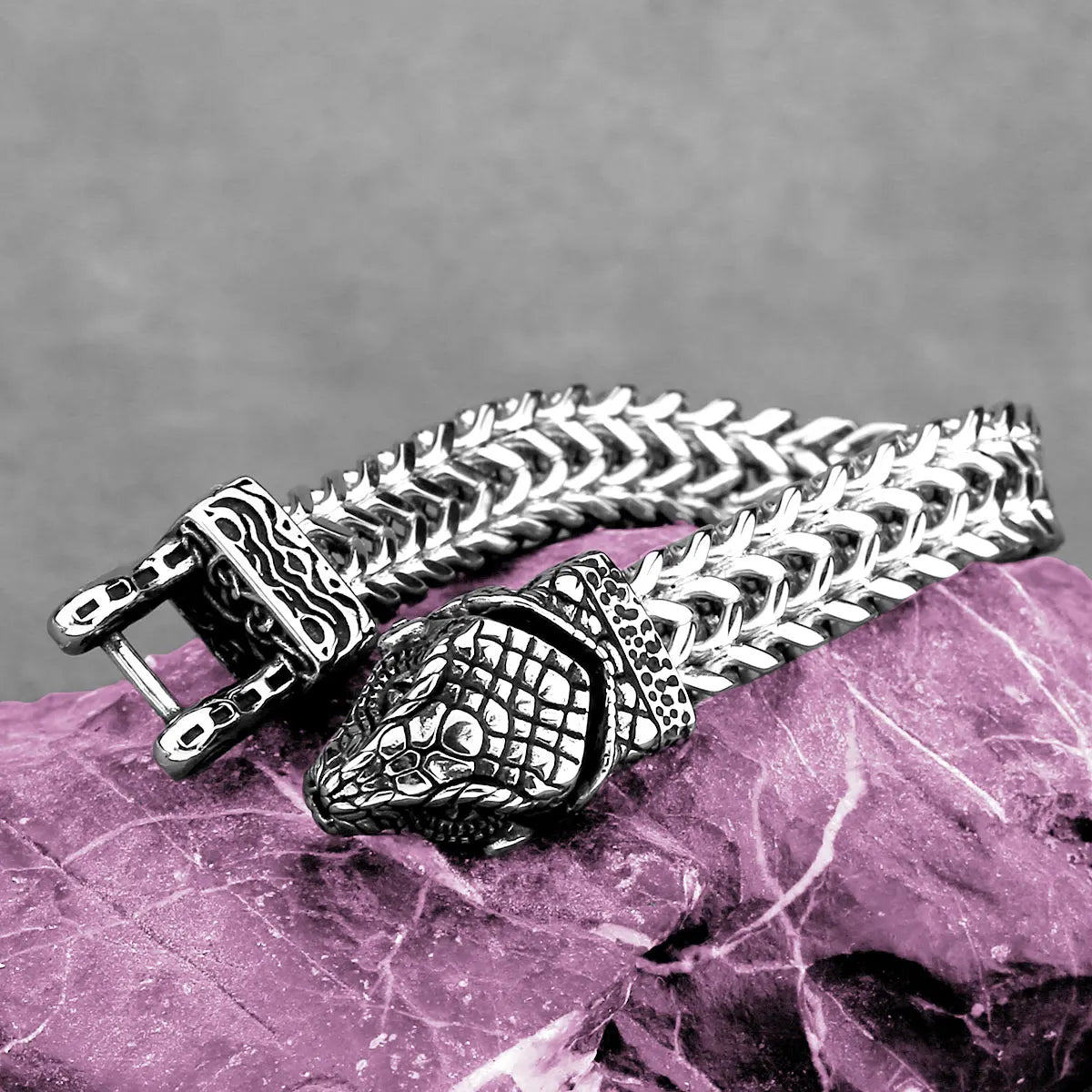 FZ Viking Snake Head Street Culture Punk Stainless Steel Bracelet - FZwear