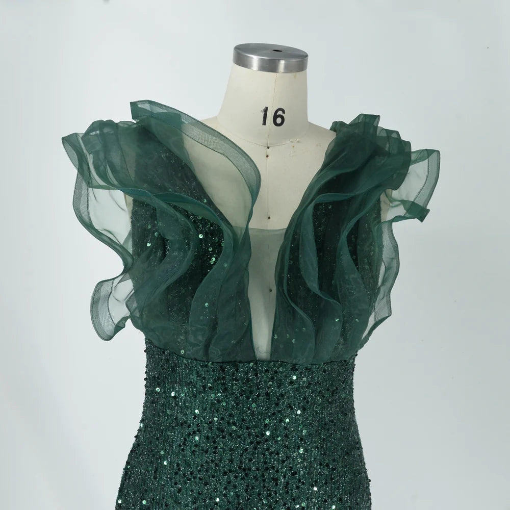 FZ Women's Plus Size V-neck Tiered Sleeve Sexy Slit  Elegant Evening Dress - FZwear