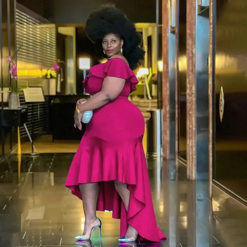 FZ Women's Plus Size Strapless Ruffles Maxi Evening Dress