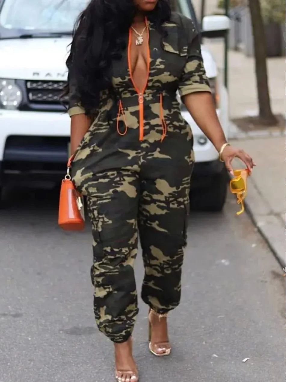 FZ Women's High Waist Camouflage Jumpsuit