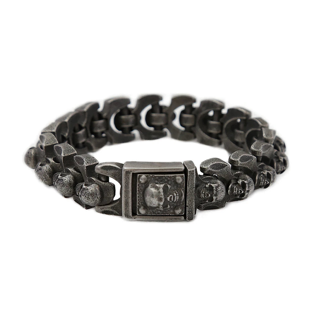 FZ Vintage Stainless Steel Black Punk Hip Hop Lion Head Bracelet