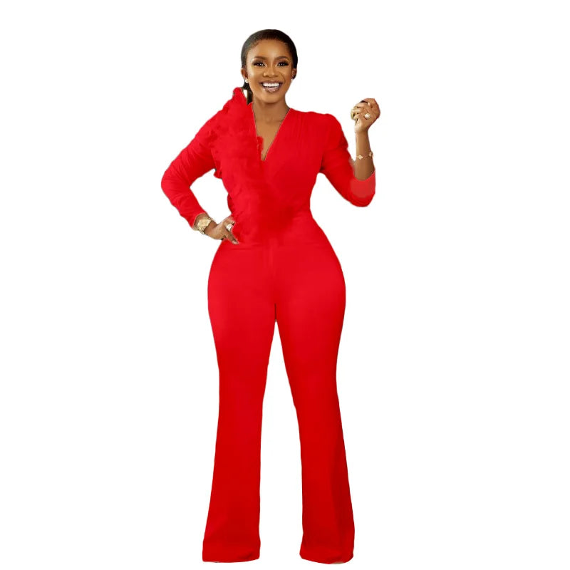 FZ Women's Elegant Solid Mesh Wide Leg Sexy Jumpsuit - FZwear