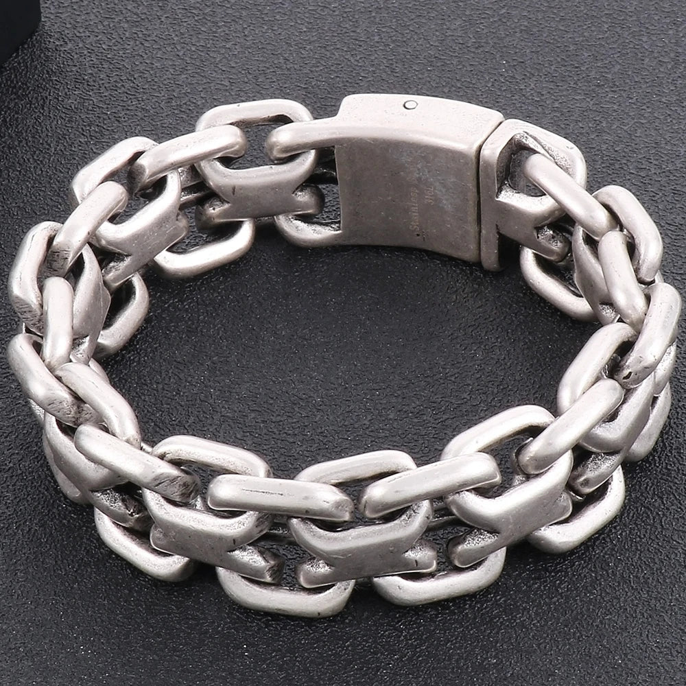 FZ Chunky Chain Polished and Brushed Stainless Steel Bracelet - FZwear