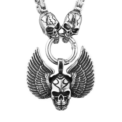 FZ Angel Wings Skull Pendant Ghost Head High Quality Stainless Steel Necklace - FZwear