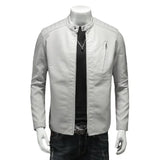 FZ Men's Standing Collar Faux Leather Slim Fit Jacket - FZwear