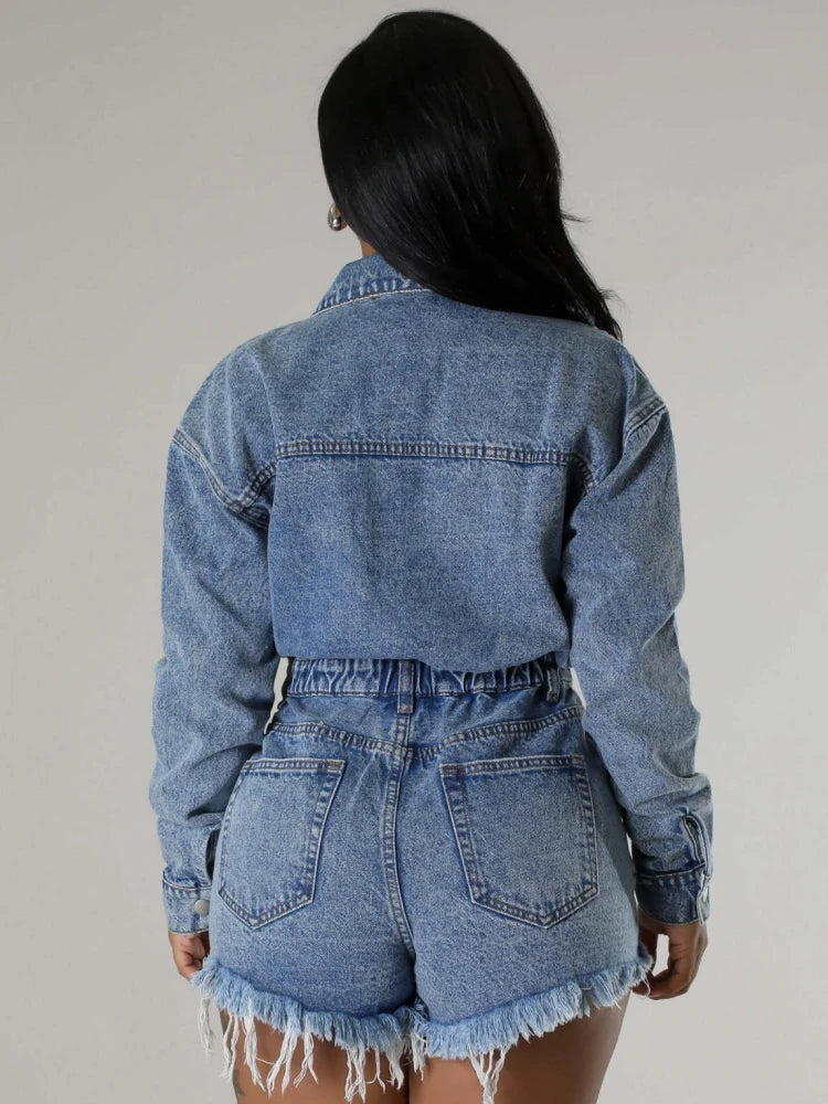 FZ Women's Denim Fashion Streetwear Jumpsuit - FZwear