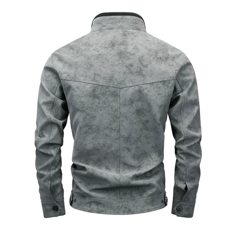 FZ Men's Vintage Stand Collar Zipper Streetwear Jacket
